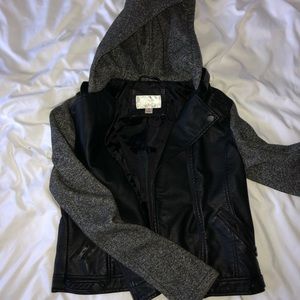 black leather jacket